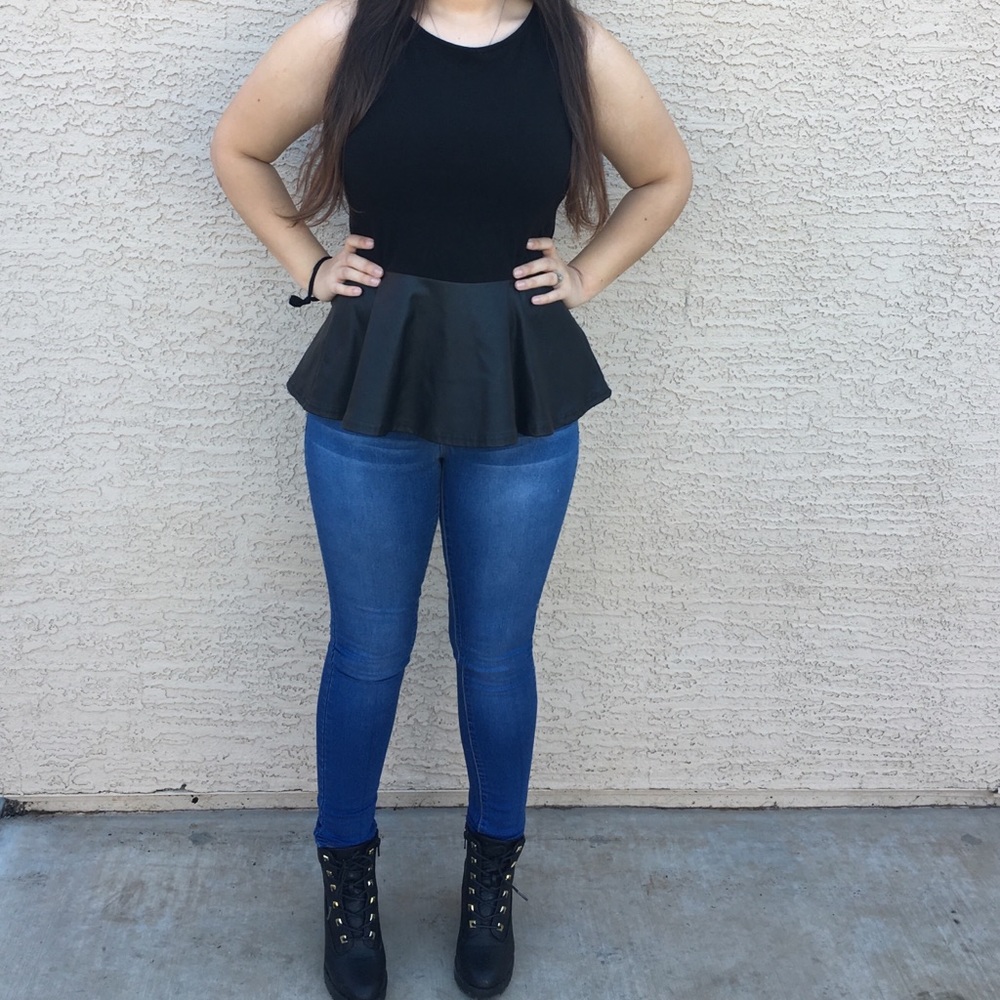 H&M Leather Peplum Top